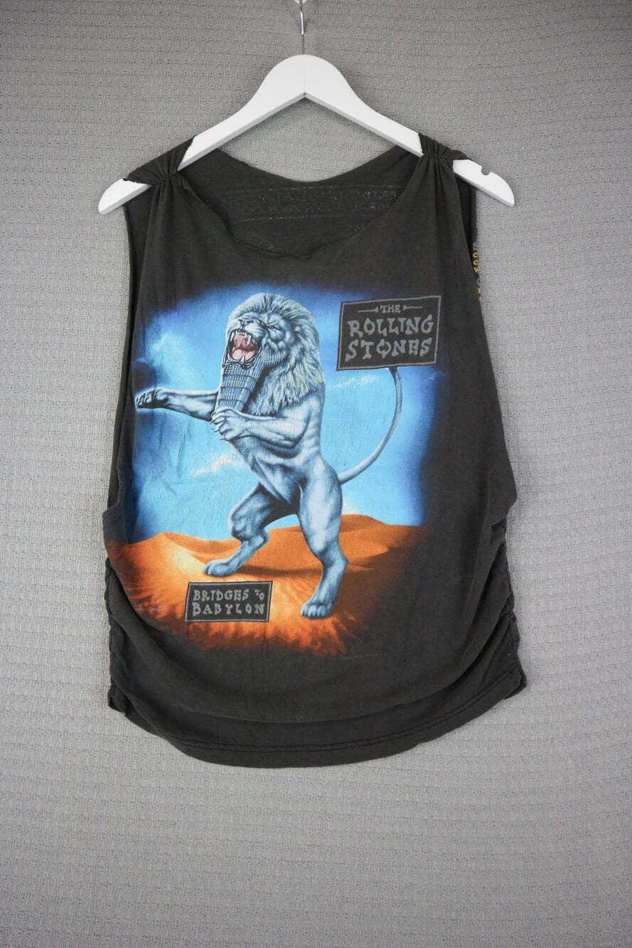 The Rolling Stones 1990s Vintage Cut Up Ruched Shirt DIY Bridges & Babylon Custo